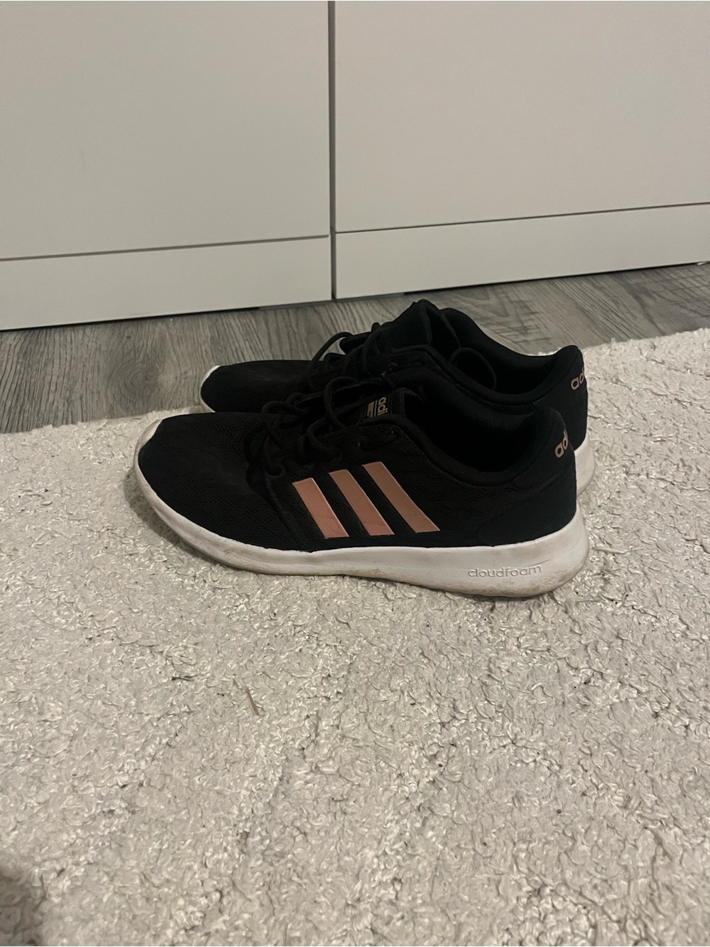 Adidas Black Sneakers with rose gold size 8 cloud foam lightweight